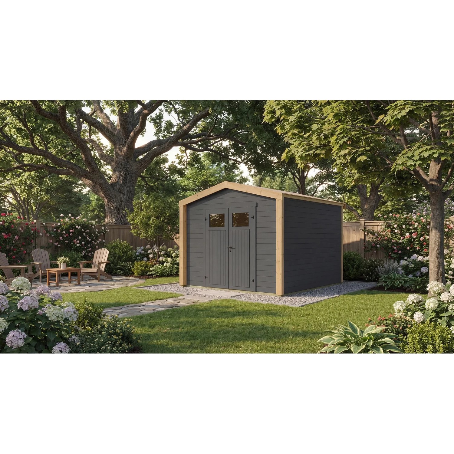 Weka Holz-Gartenhaus Killarney Satteldach Lasiert 311 cm x 313 cm