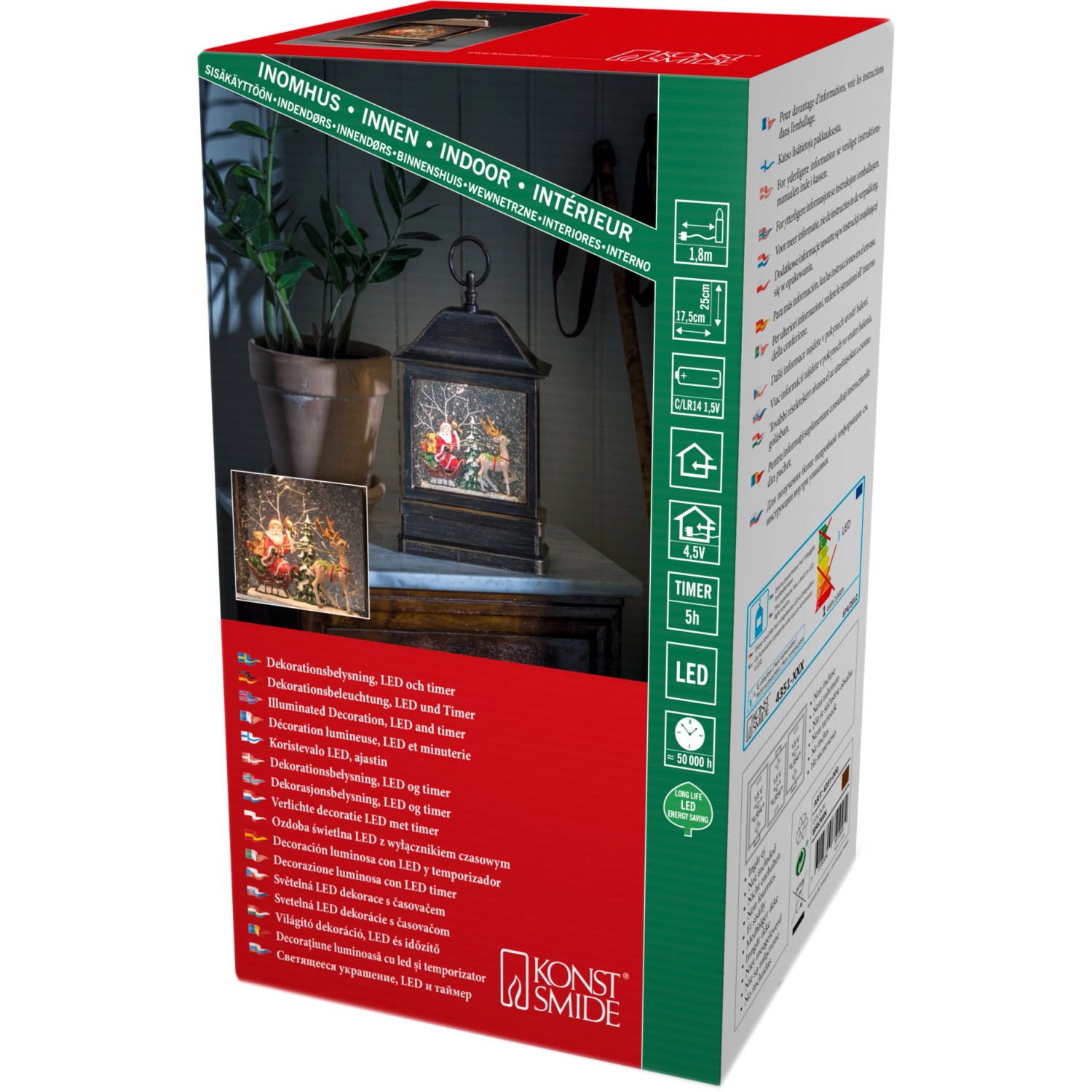 Konstsmide LED Schneelaterne Weihnachtsmann im Schlitten 1 LED Warmweiß günstig online kaufen