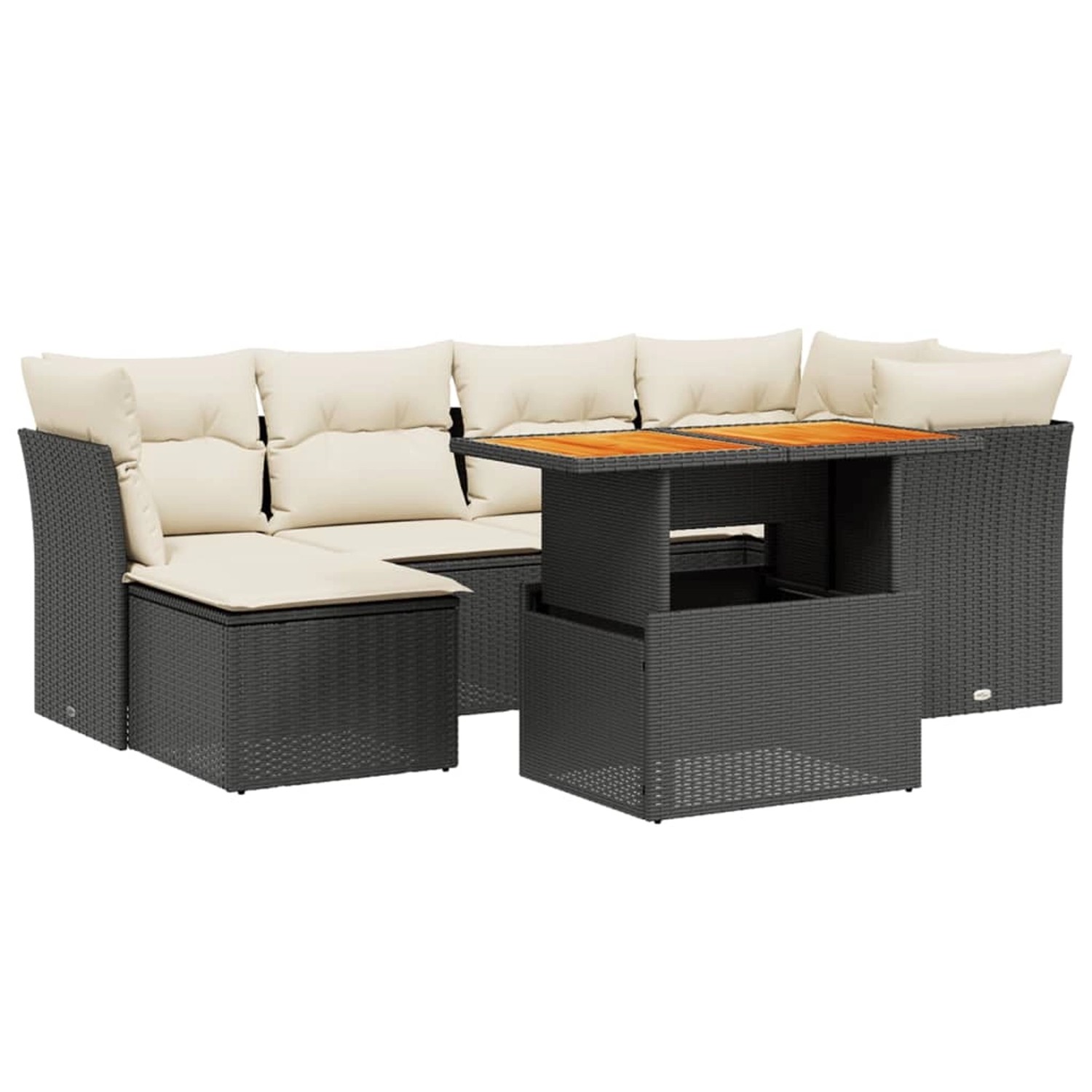 vidaXL 7-Tlg Garten-Sofagarnitur mit Kissen Schwarz Poly Rattan 3270937 günstig online kaufen