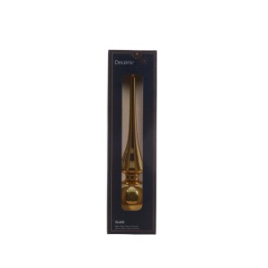Goldene Decoris Glas-Baumspitze, 26 cm, in Schutzbox. Glänzende, schlanke Weihnachtsbaum-Dekoration für festlichen Glanz.
