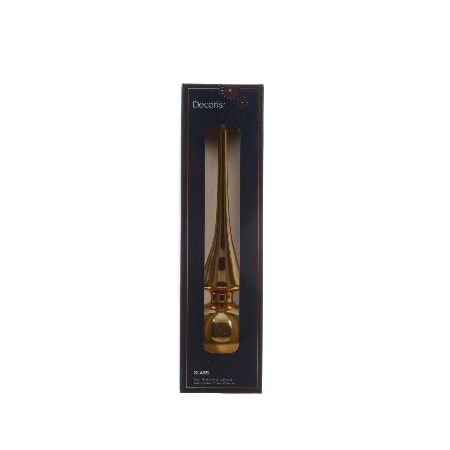 Decoris Baumspitze Glas 26 cm Gold