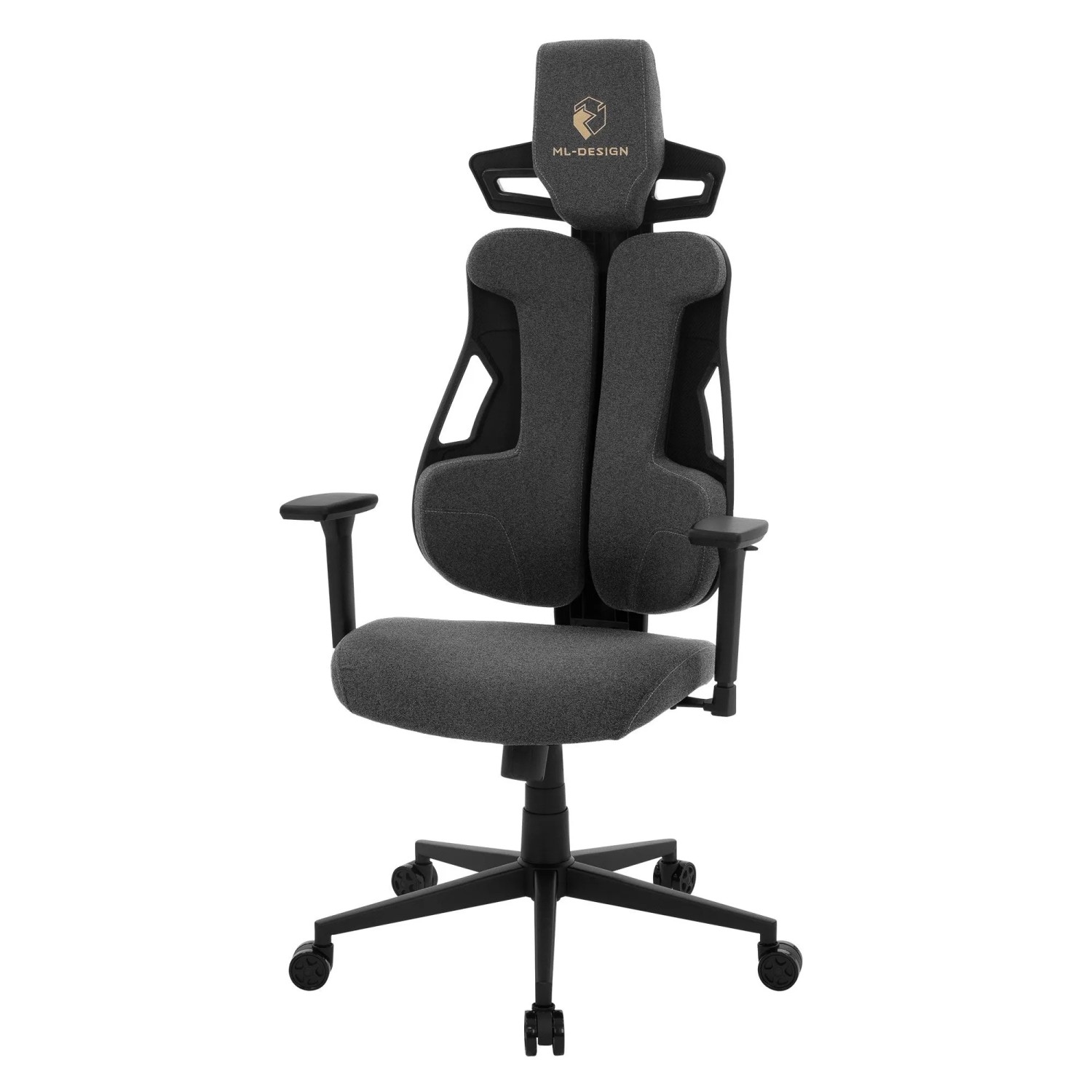 ML-Design Gaming Stuhl mit Stoffbezug in Grau Individuell Einstellbar
