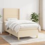 Cremefarbenes vidaXL Boxspringbett (90x190 cm) mit Matratze und hohem Kopfteil.