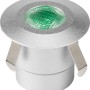 Runde LED-Bodeneinbauleuchte Budoni RGB aus Aluminium, mit grüner Beleuchtung.