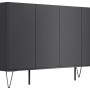 Posseik Sideboard Industrial P, 155 cm breit, Grafit, mit 4 Türen und Schubladen.