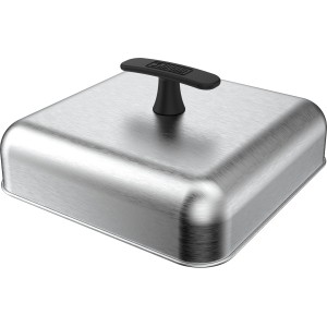 Weber Grillhaube für Grillplatten, Edelstahl mit schwarzem Griff.