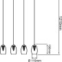 Brilliant LED-Pendelleuchte Metropolis, 5-flammig, Chrom/Rauchglas, EasyDim, Maße