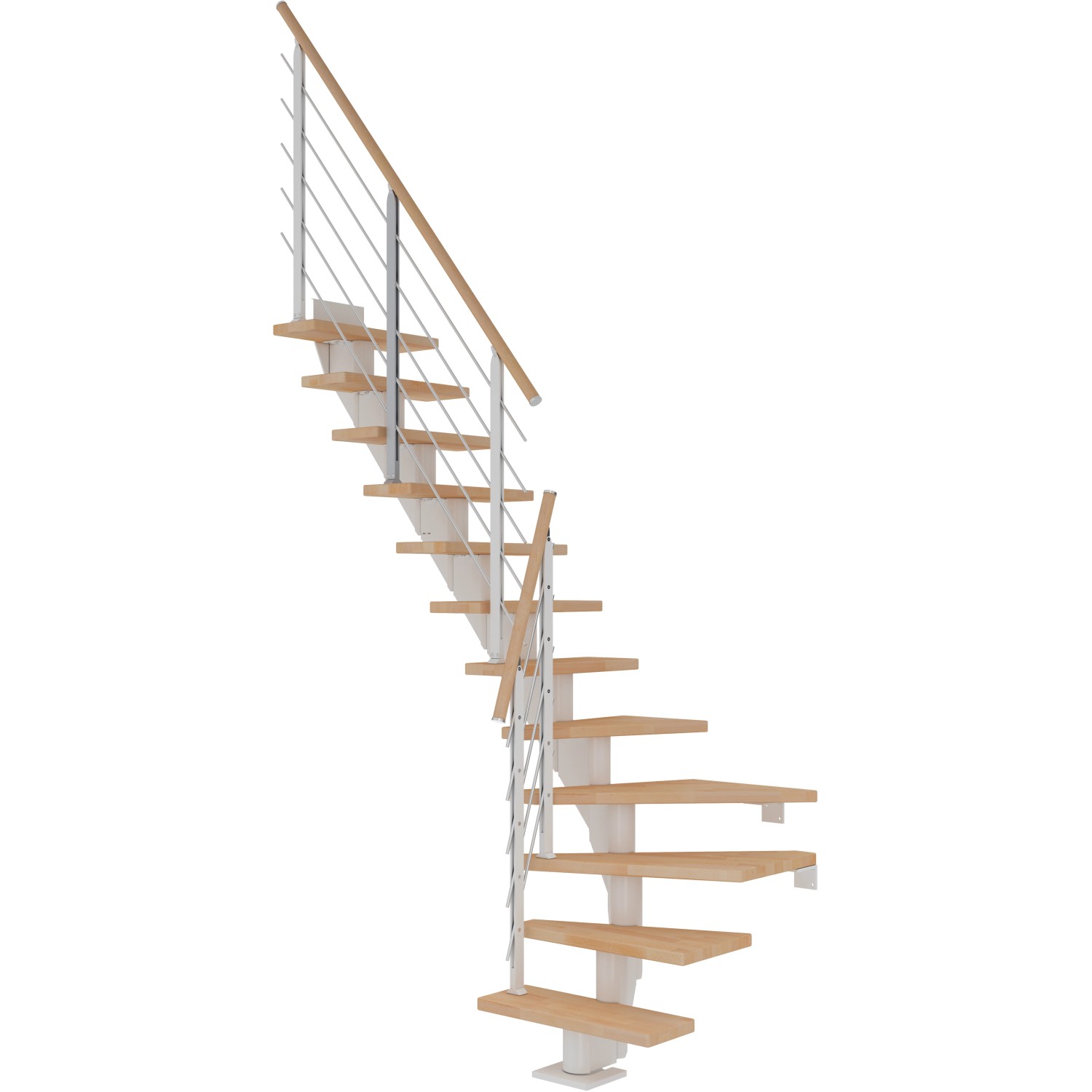 Dolle Mittelholmtreppe Frankfurt Buche Weiß GH b. 279cm 1/4 Gewendelt 75cm FSC®