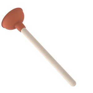 Roter Kirchhoff Ausgussreiniger (Pömpel) mit Holzgriff, Ø 115 mm.