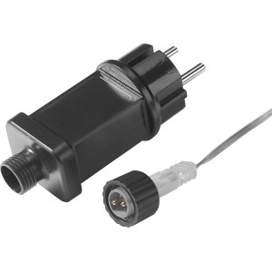Netzteil und Stecker für LED Büschellichterkette mit Sternen, geeignet für den Außenbereich.