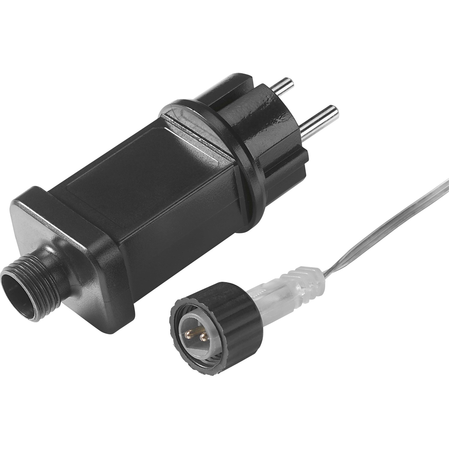 Netzteil und Stecker für LED Büschellichterkette mit Sternen, geeignet für den Außenbereich.