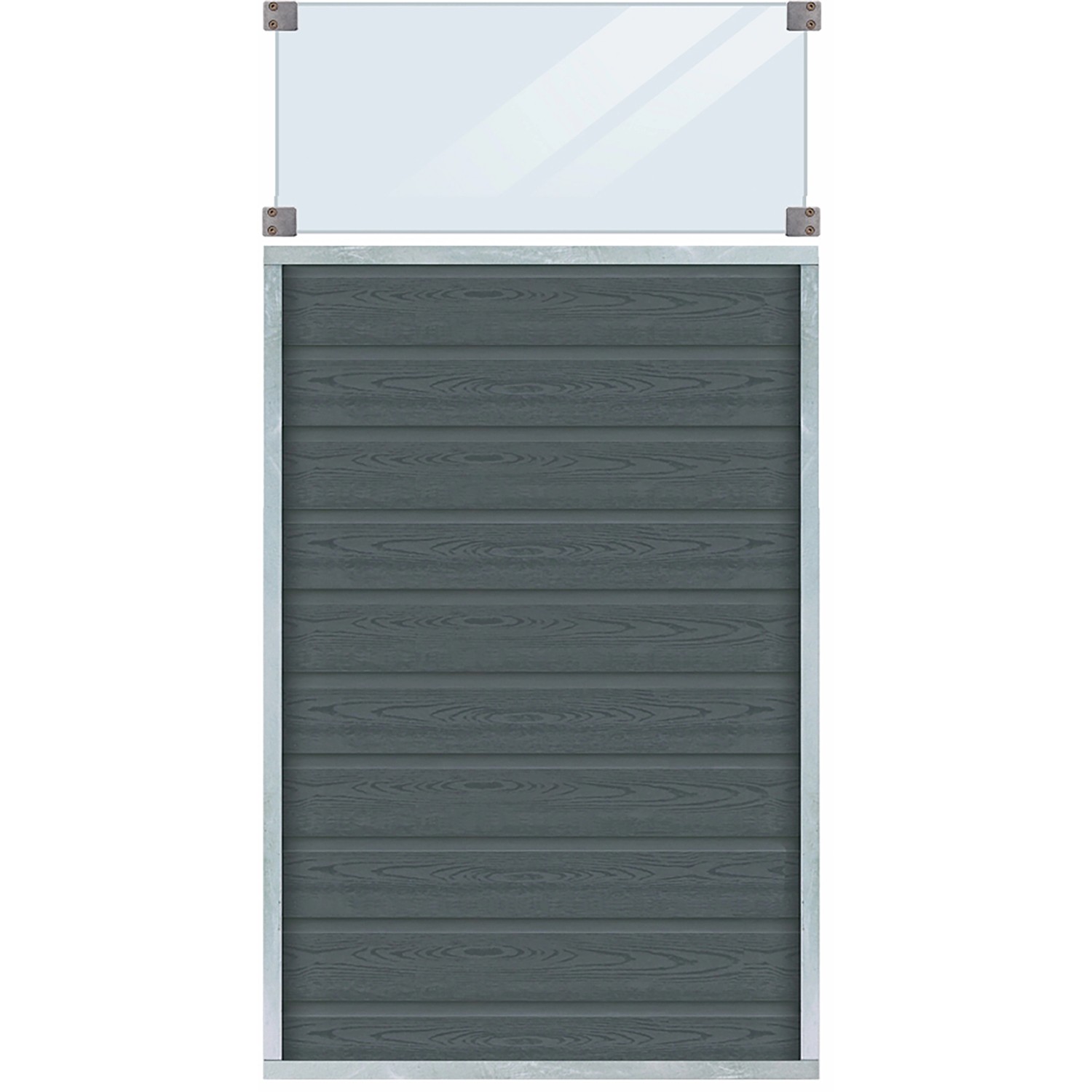 Sichtschutzzaun Artura WPC Schiefergrau mit Glas 90 cm x 175 cm günstig online kaufen