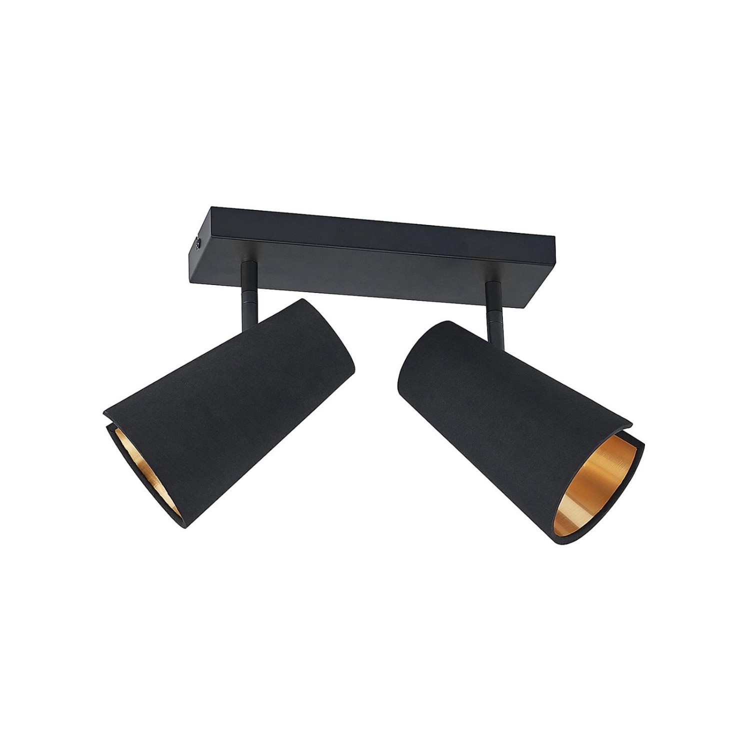 Lindby Deckenlampe Zylindro 9627318 Modern in Schwarz aus Textil 2-flammig E14 Wohnzimmerleuchte
