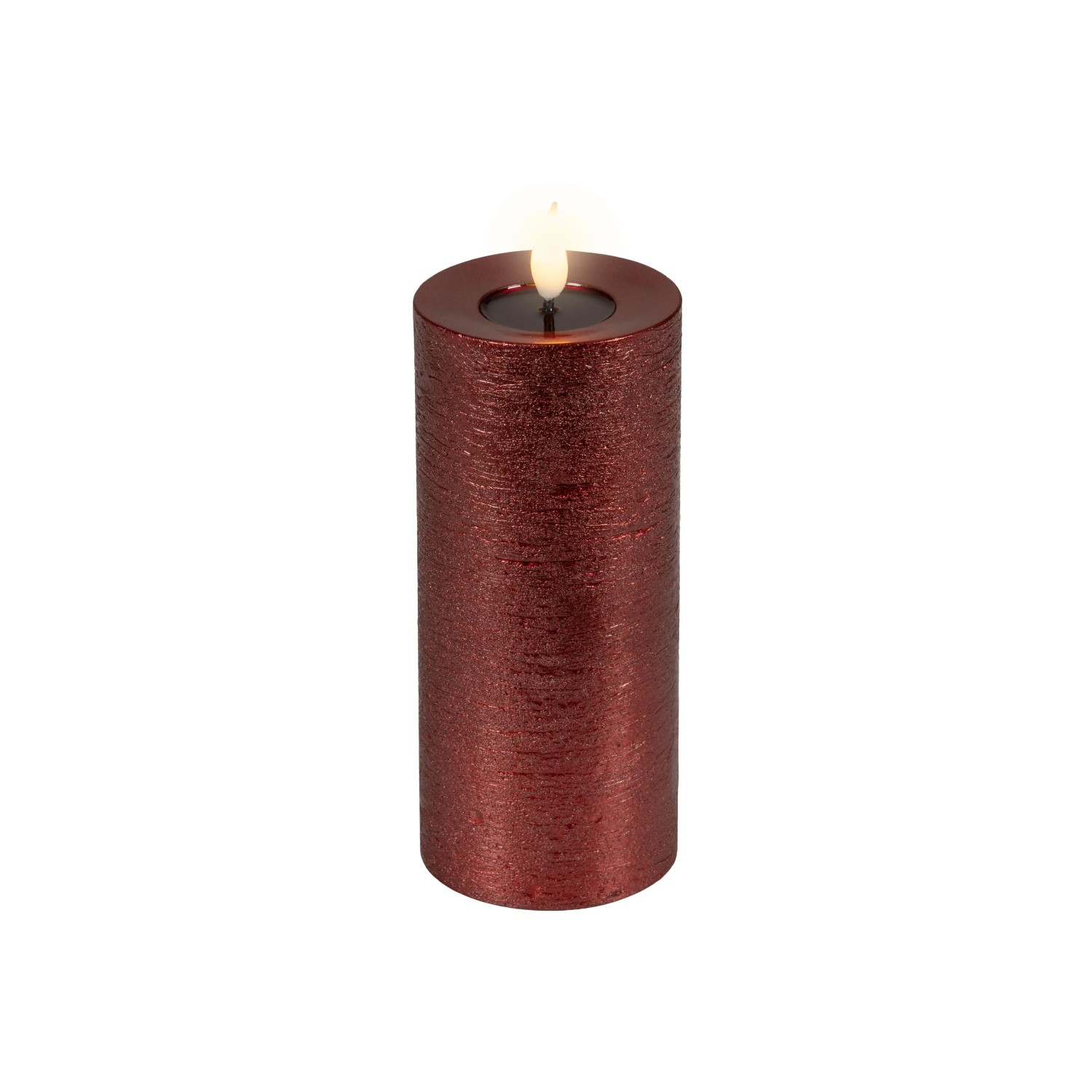 Lumineo LED-Kerze Wachs Ø 7,5 cm x 20 cm Rot