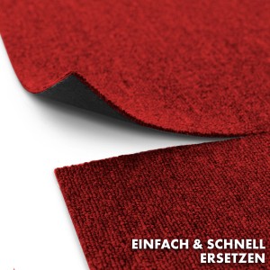 Rote KARAT Teppichfliese Moscow meliert, 50x50 cm, pflegeleicht und einfach zu verlegen.