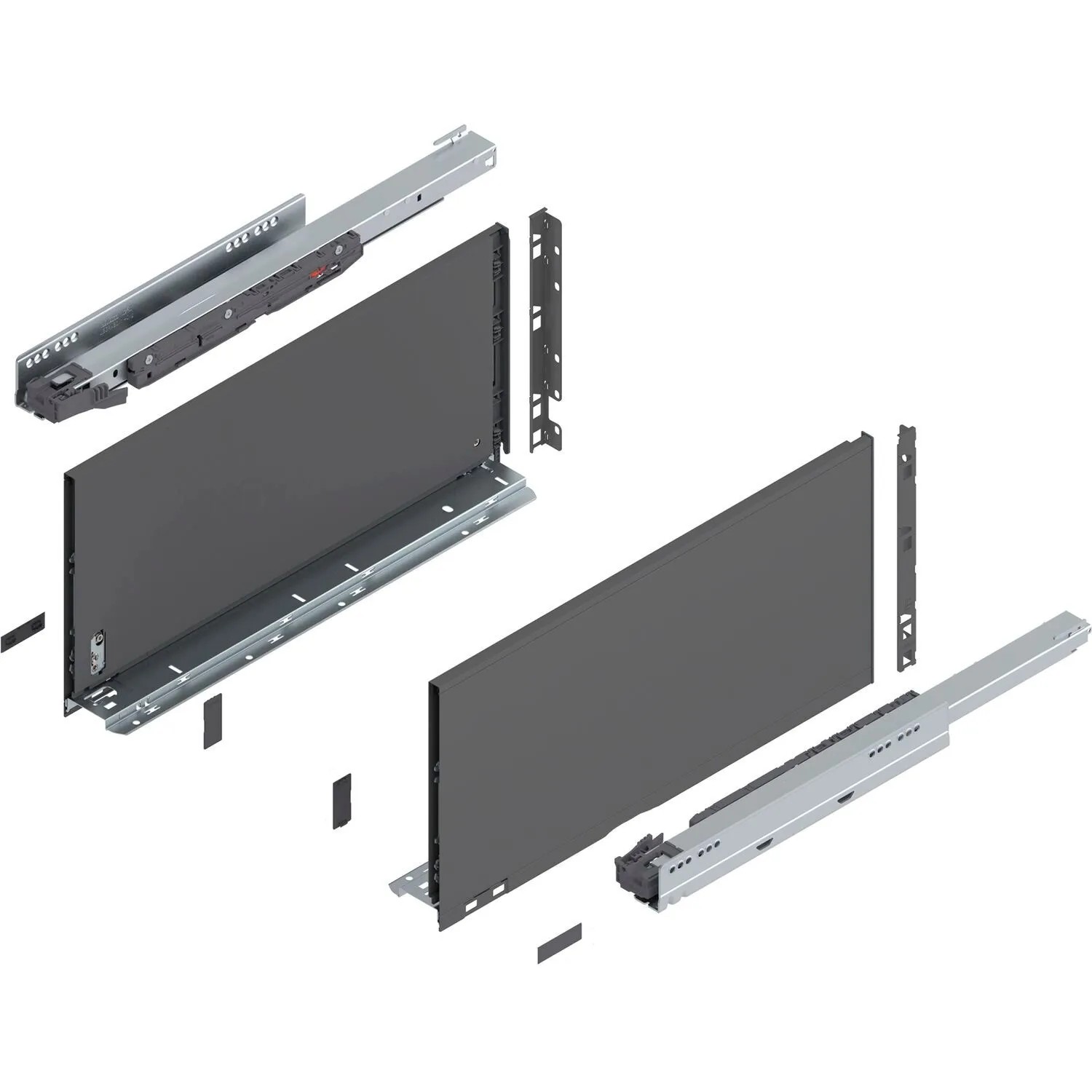 Blum Legrabox Pure Set Höhe F Tip-On Vollauszug 500 mm 40 kg Oriongrau 1 Paar