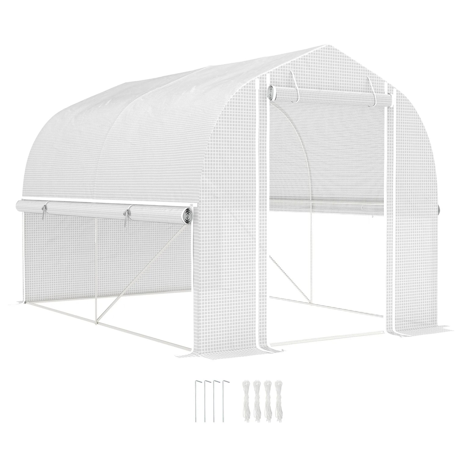 Outsunny Gewächshaus mit Aufrollbaren Seitenwänden Weiß 3 x 2 x 2 m