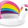 Intex Unicorn Planschbecken für Babys mit Regenbogen-Sonnenschutz.
