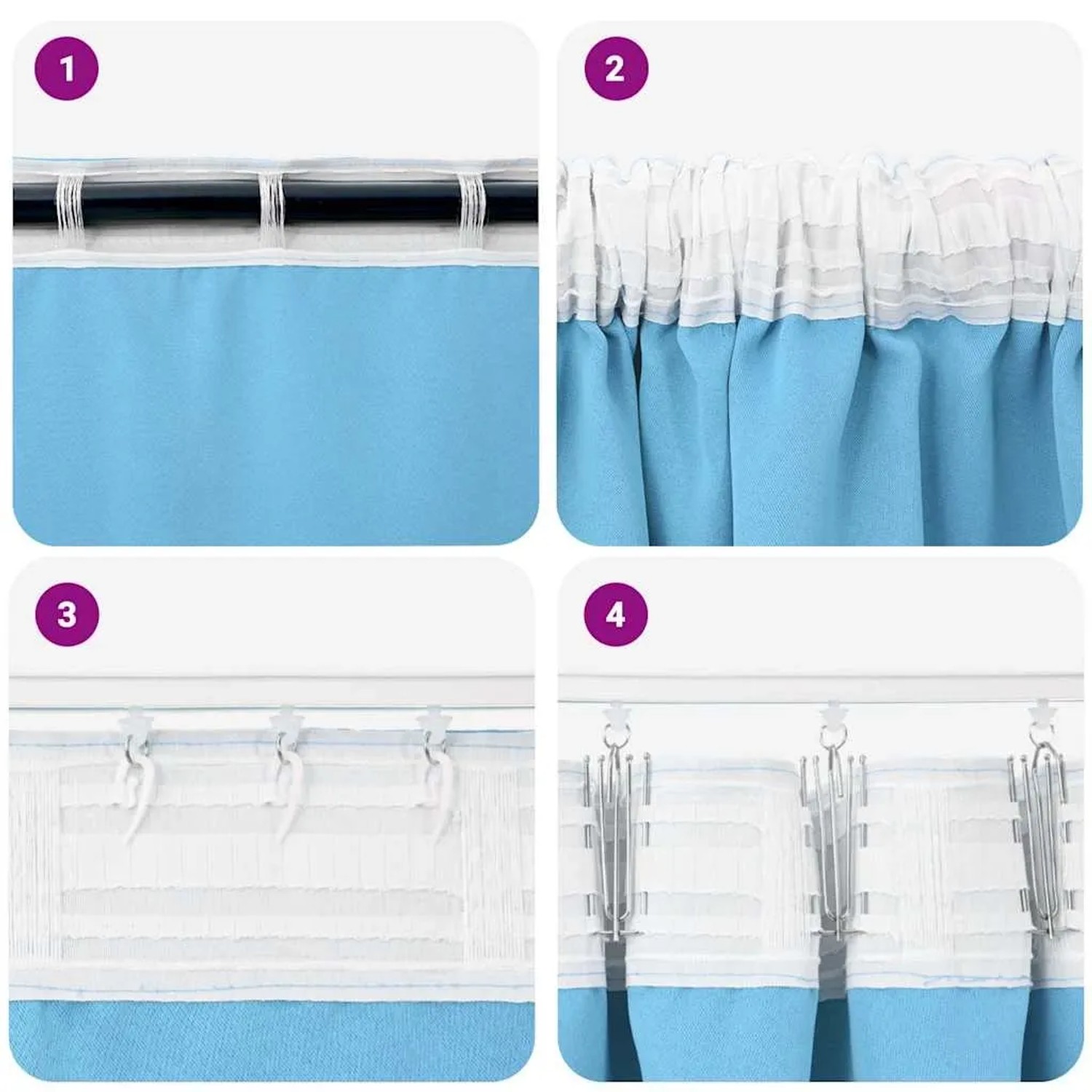 vidaXL Verdunkelungs-Vorhänge mit Ringen Himmelblau Polyester 4107437_7