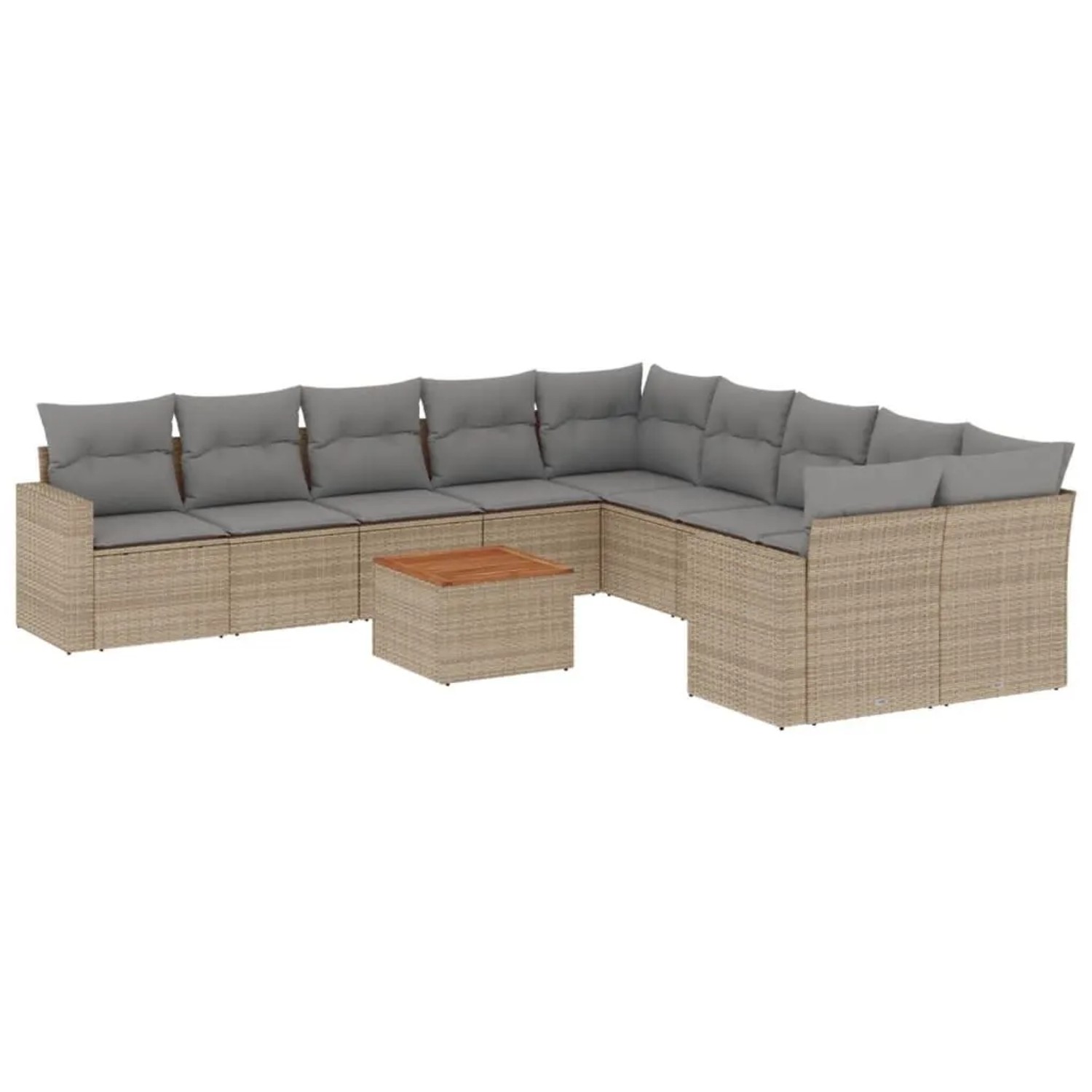 vidaXL 11-Tlg Garten-Sofagarnitur mit Kissen Beige Poly Rattan 3224316