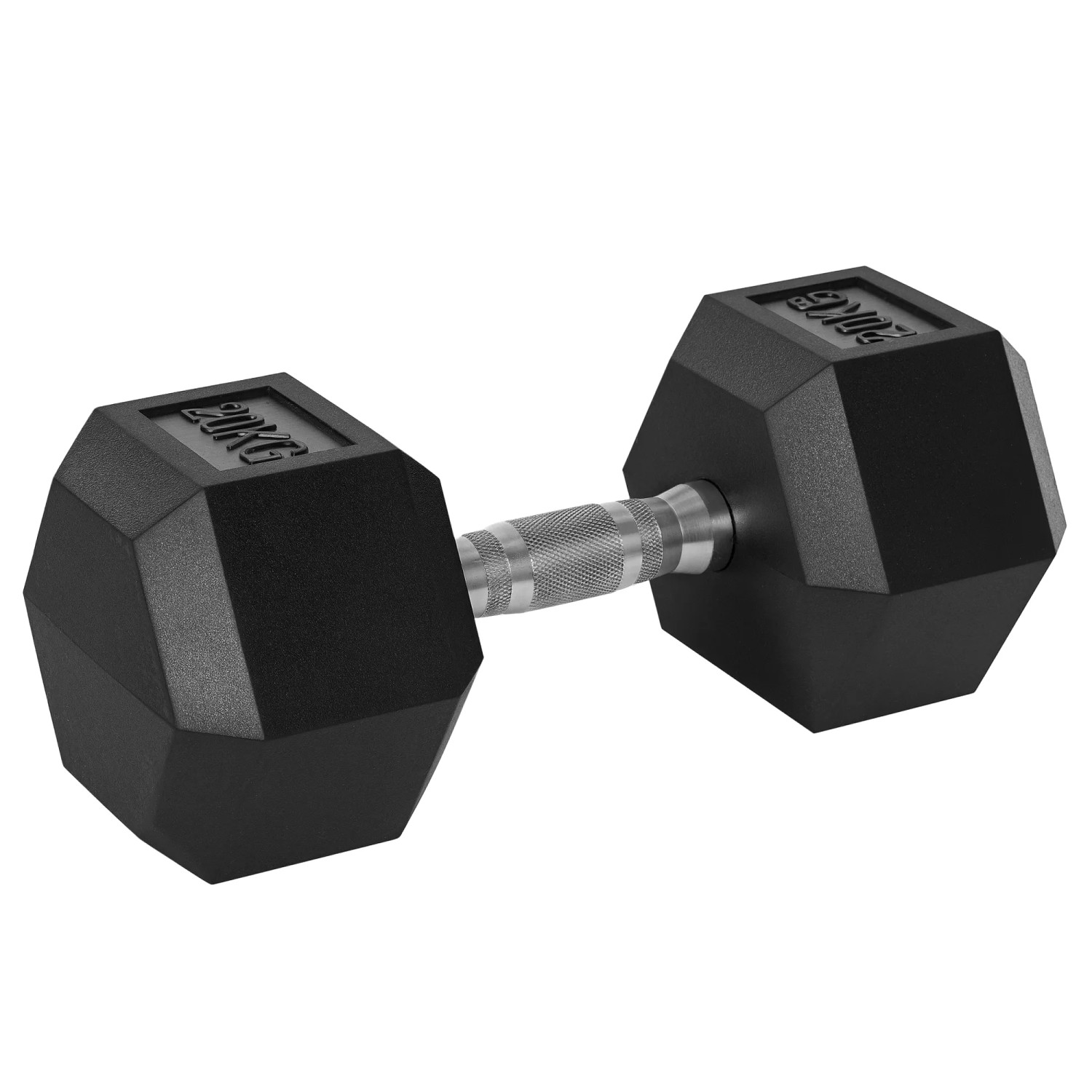 HOMCOM Hexagon Gummi-Hantel Griff Gerändelt Gewichte Metall Gummi Schwarz 1x20Kg