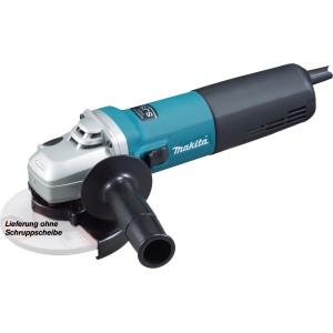 Makita Winkelschleifer 9565HRZ, 125mm, 1100W, blau-schwarz, mit montierter Schleifscheibe.