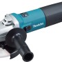 Makita Winkelschleifer 9565HRZ, 125mm, 1100W, blau-schwarz, mit montierter Schleifscheibe.