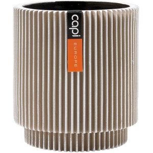 Elfenbeinfarbener Capi Pflanztopf Groove Zylinder, 19x21 cm, mit vertikalen Rillen.