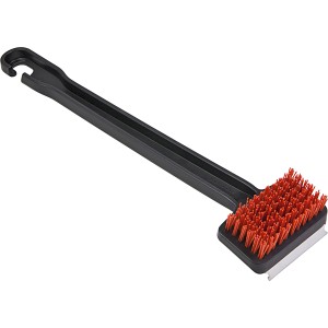 Char-Broil Cool-Clean Grillbürste mit schwarzem Griff und orangefarbenen Borsten.