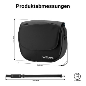 Wiltec Lenkertasche Fahrrad 5L Fahrradtasche Lenker 26,5X 9X21,5 Cm Lenkradtasche