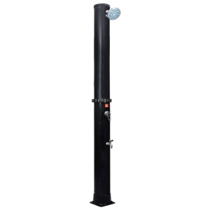 Schwarze vidaXL Solardusche mit Duschkopf und Wasserhahn, 40 Liter Fassungsvermögen.