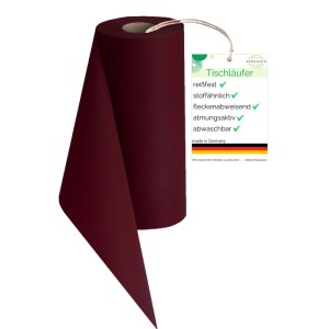 Bordeauxroter Sensalux Vlies-Tischläufer (50 cm x 25 m) auf Rolle.