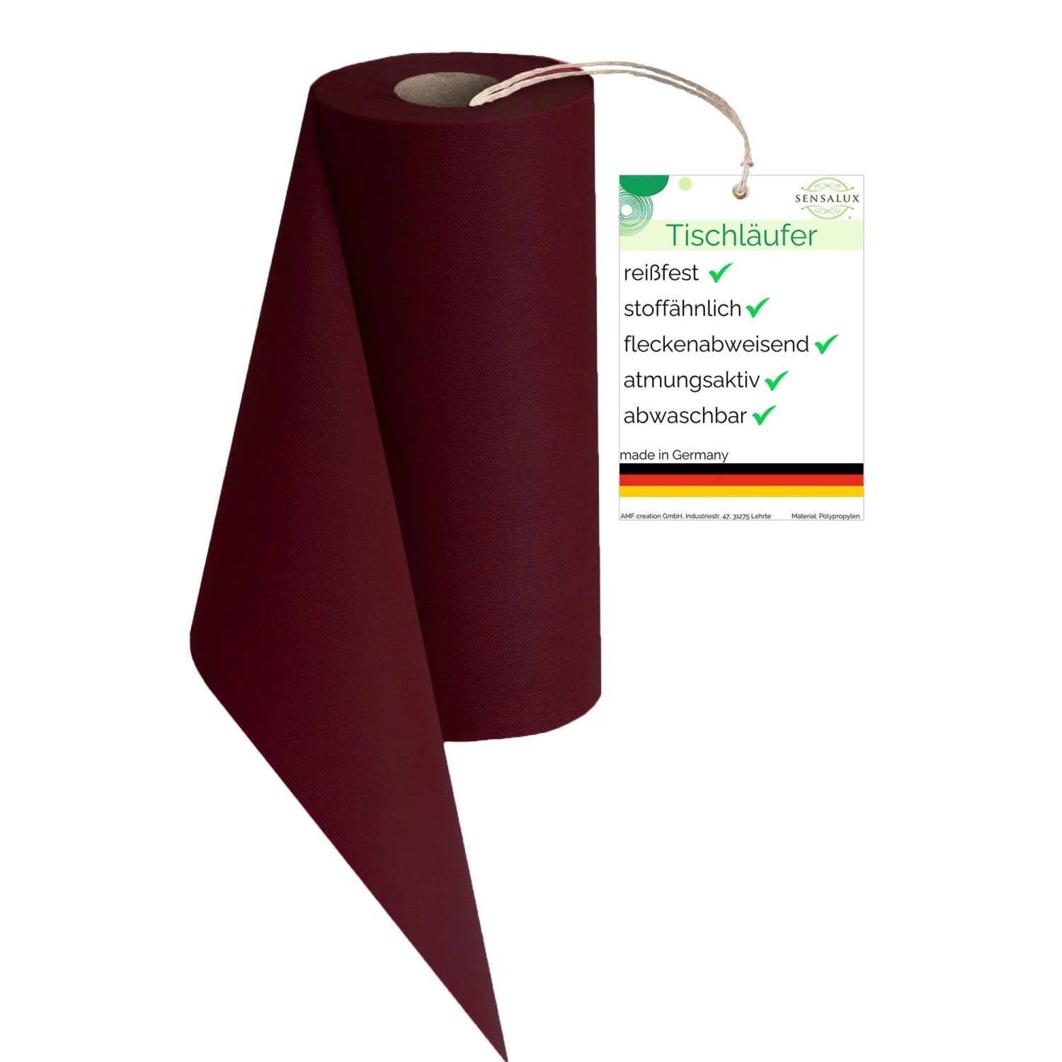 Sensalux Vlies-Tischläufer 50 cm x 25 m Bordeaux