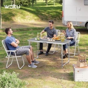WOLTU Campingtisch Klapptisch Gartentisch Höhenverstellbar Grau