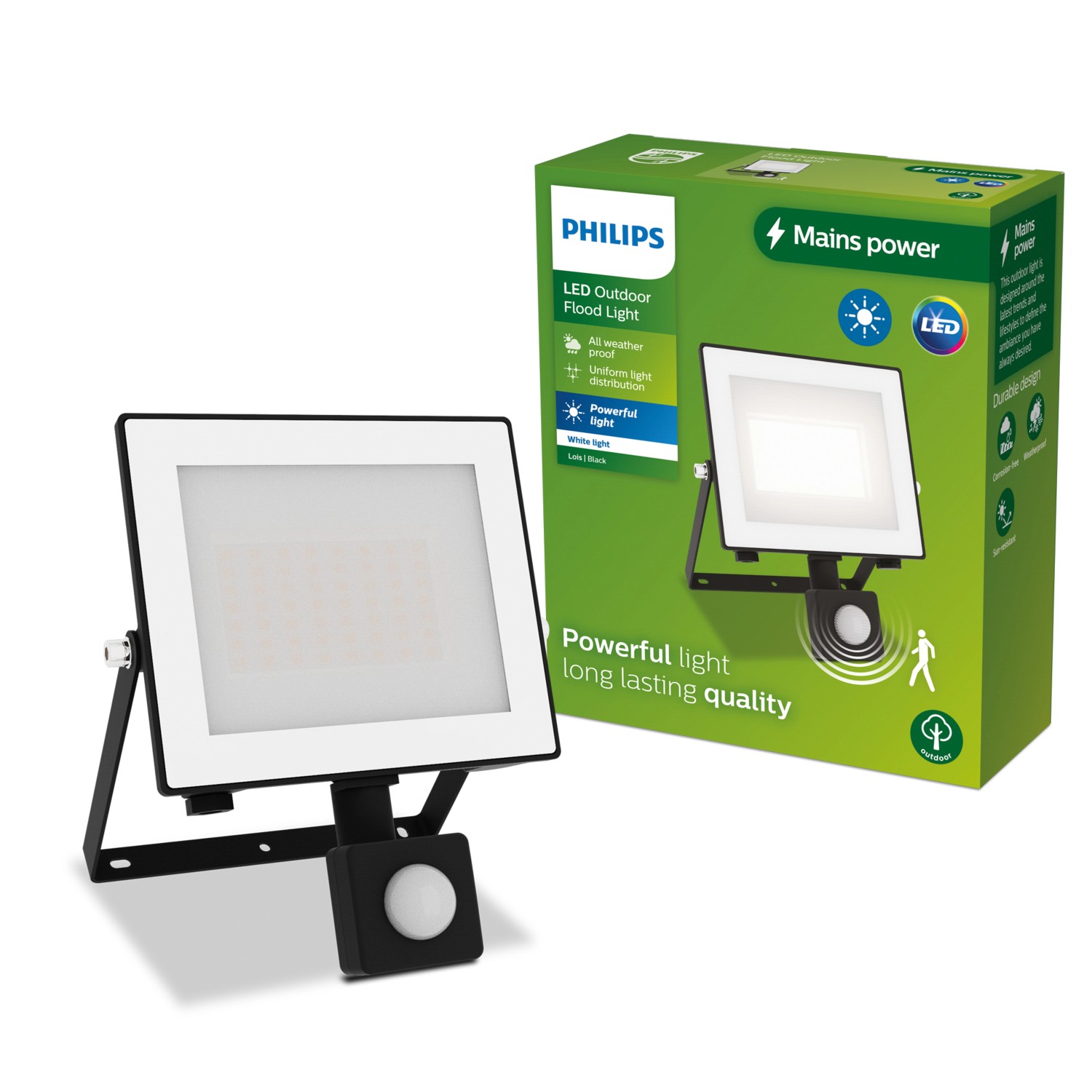 Thumbnail - Philips Outdoor Flutlicht Lois Bewegungssensor 3.000 K 2.700 lm Schwarz