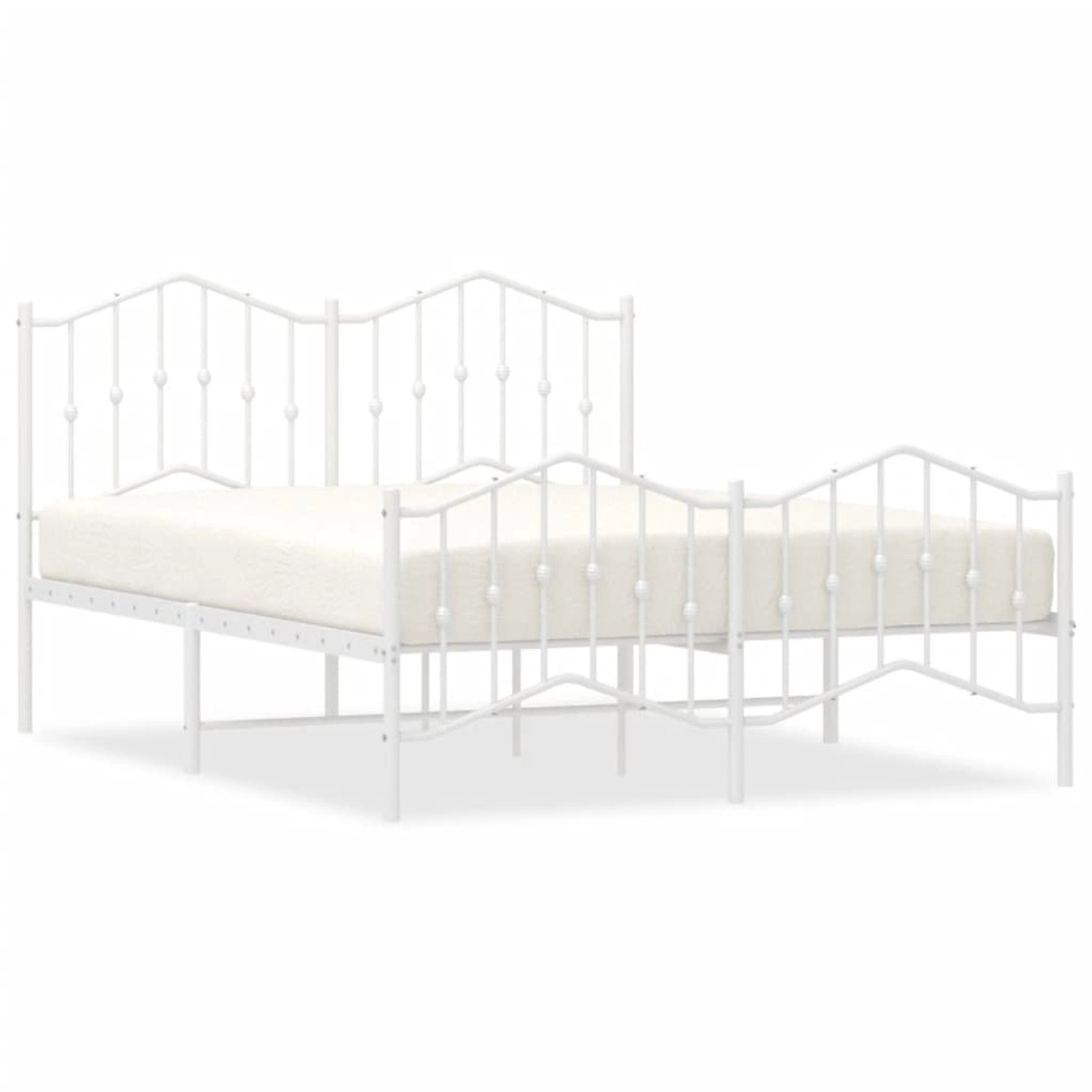 vidaXL Bettgestell mit Kopf- und Fußteil Metall Weiß 135x190 cm Modell 4192 günstig online kaufen