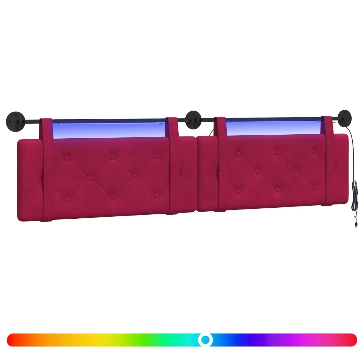 vidaXL Hängendes Kopfteil Mit LED Licht Weinrot Samt 3424250
