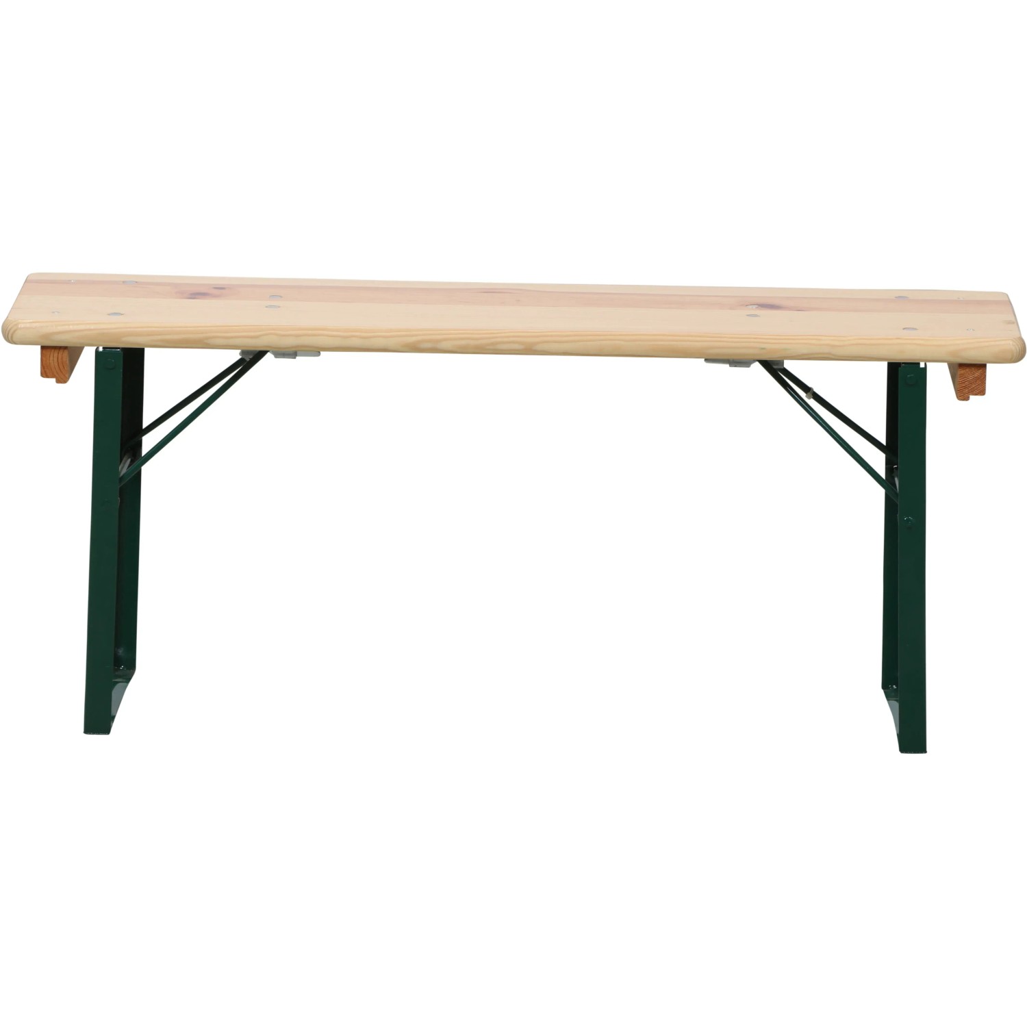 Fun Star Bierzeltgarnitur, 3-teilig, beige: Tisch (110x50cm) und 2 Bänke mit grünem Stahlgestell.