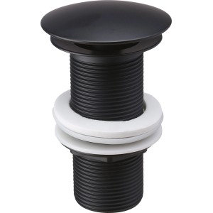 Sanpre Schaftventil, matt schwarz, 10 cm, für Waschtisch-Abfluss. Auslaufventil mit Gewinde und Dichtungen.