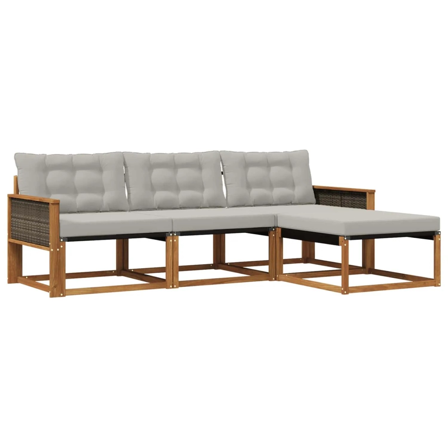 vidaXL Outdoor-Sofagarnitur mit Kissen 4 Stk Natur und Hellgrau 3381339