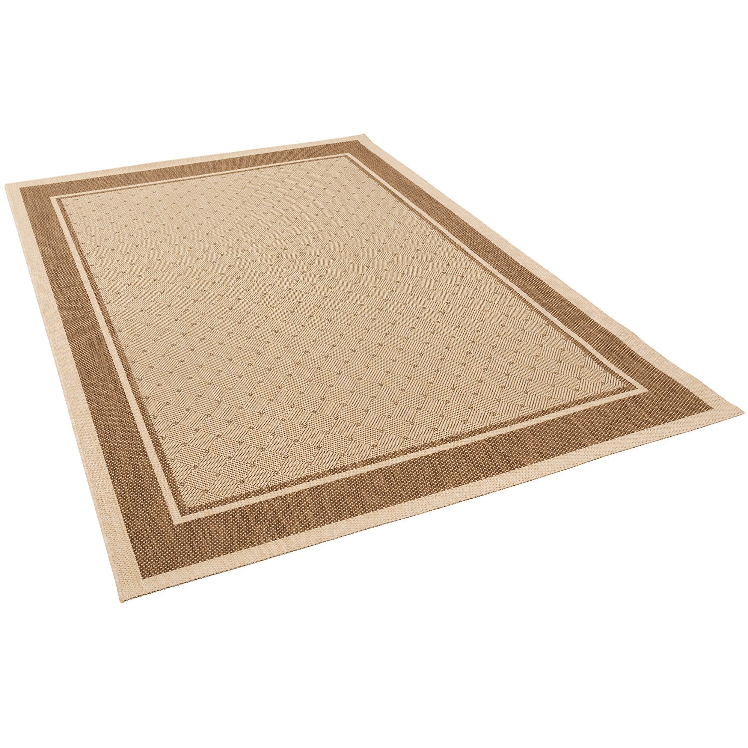 Pergamon Modern Flachgewebe Ruggy Karo Bordüre Beige 200x290cm
