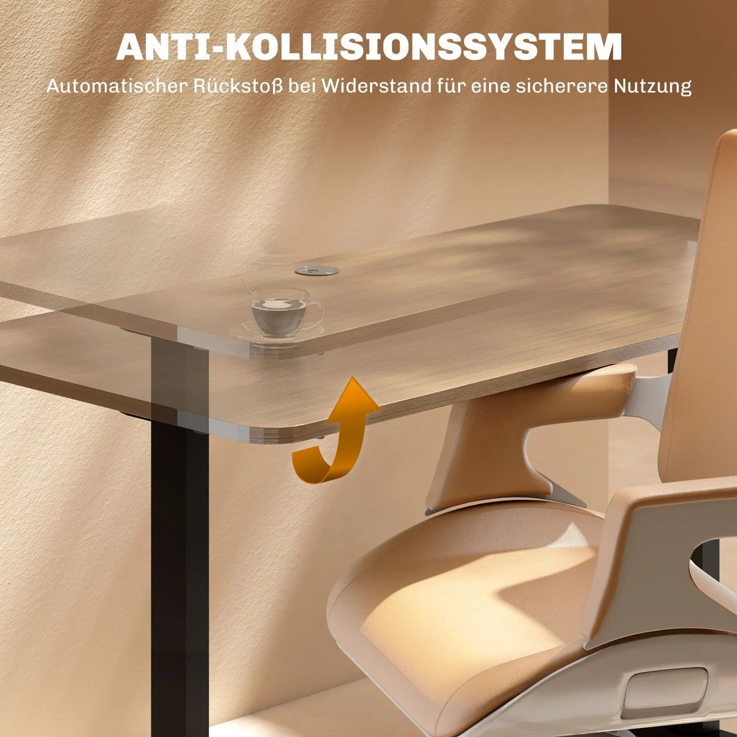Höhenverstellbares Schreibtischgestell von HOMCOM in Schwarz mit Anti-Kollisionssystem.