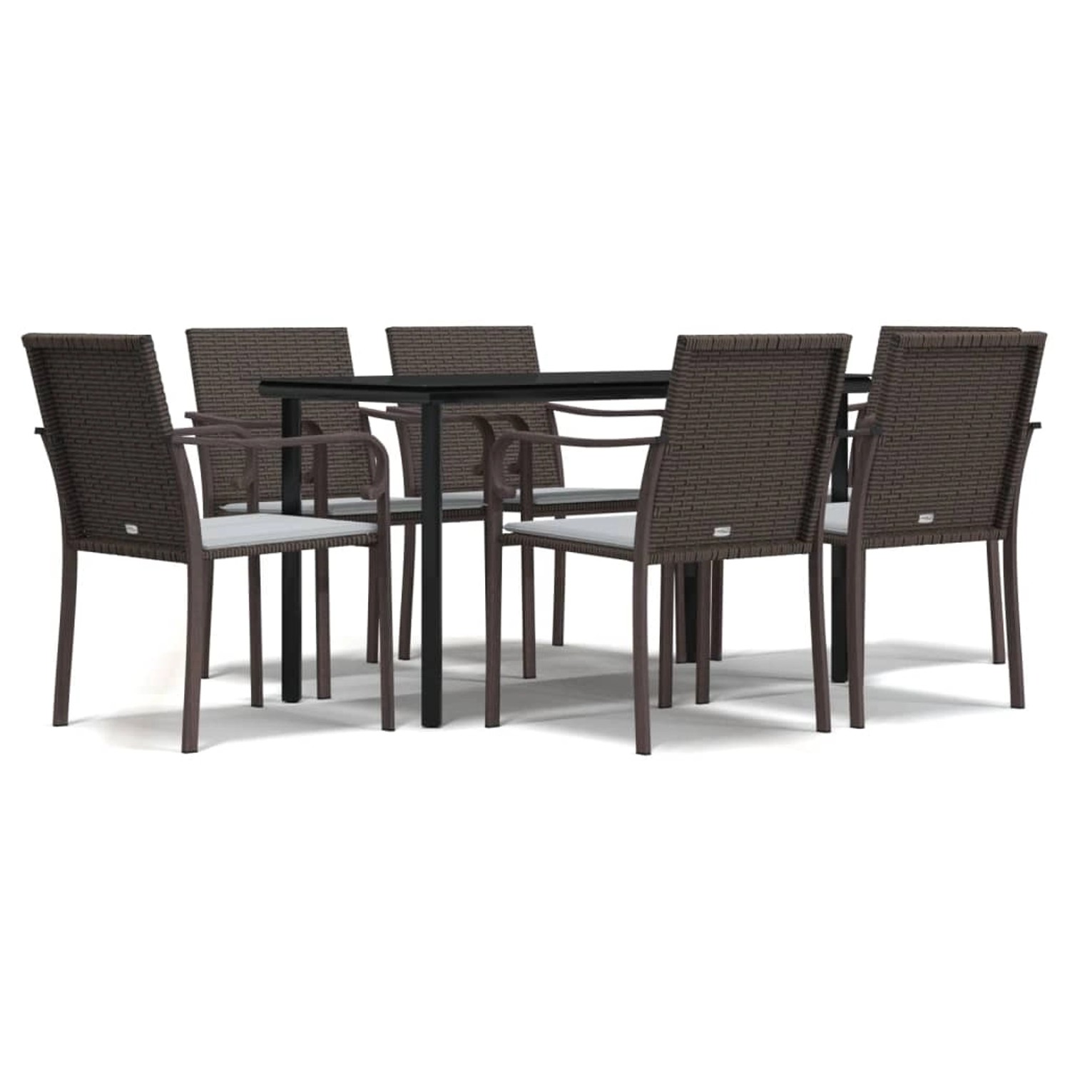vidaXL 7-Tlg Garten-Essgruppe mit Kissen Poly Rattan und Stahl 3186958 günstig online kaufen