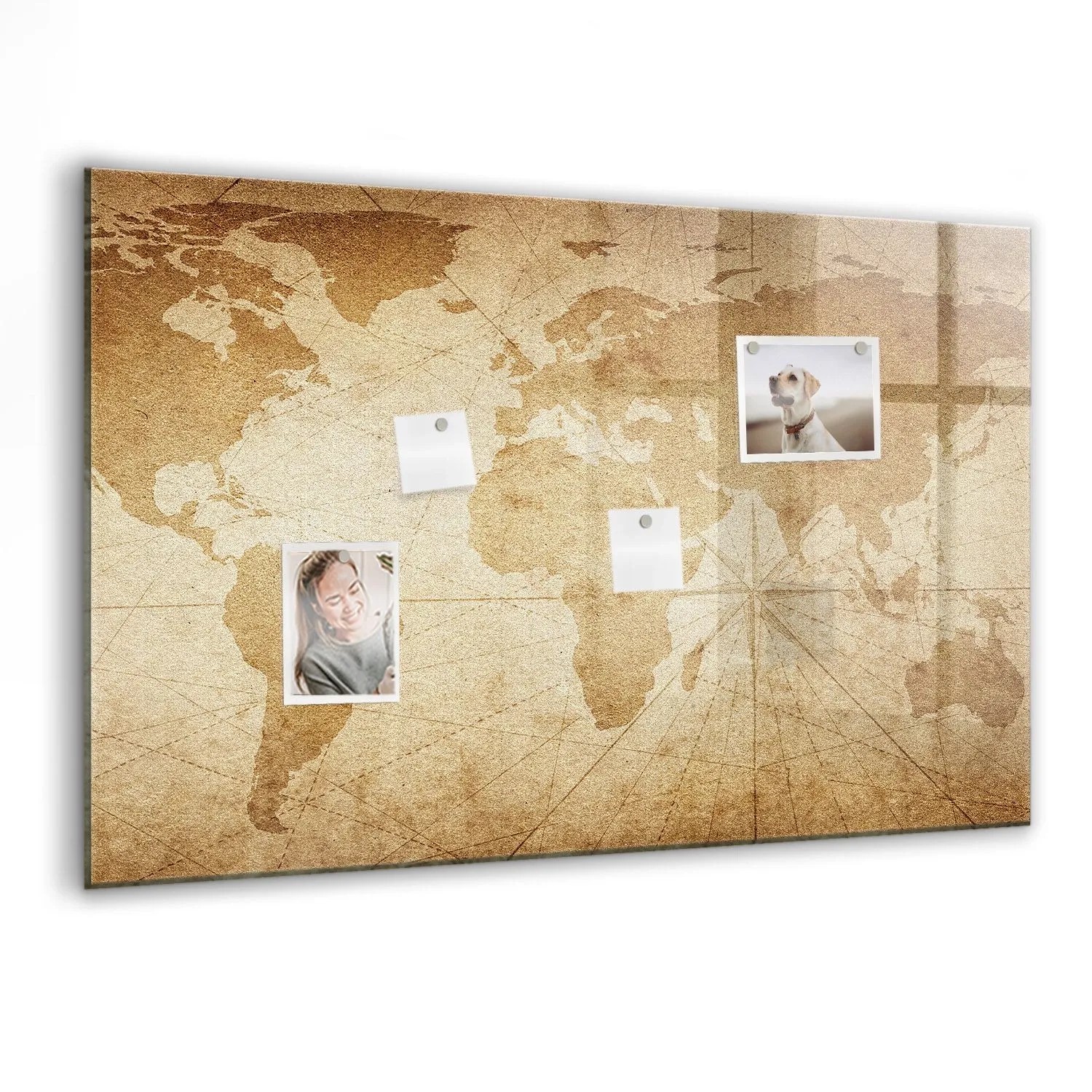 Tulup Magnettafel Beschreibbar Vintage Weltkarte Magnettafel Küche Glas 90x günstig online kaufen