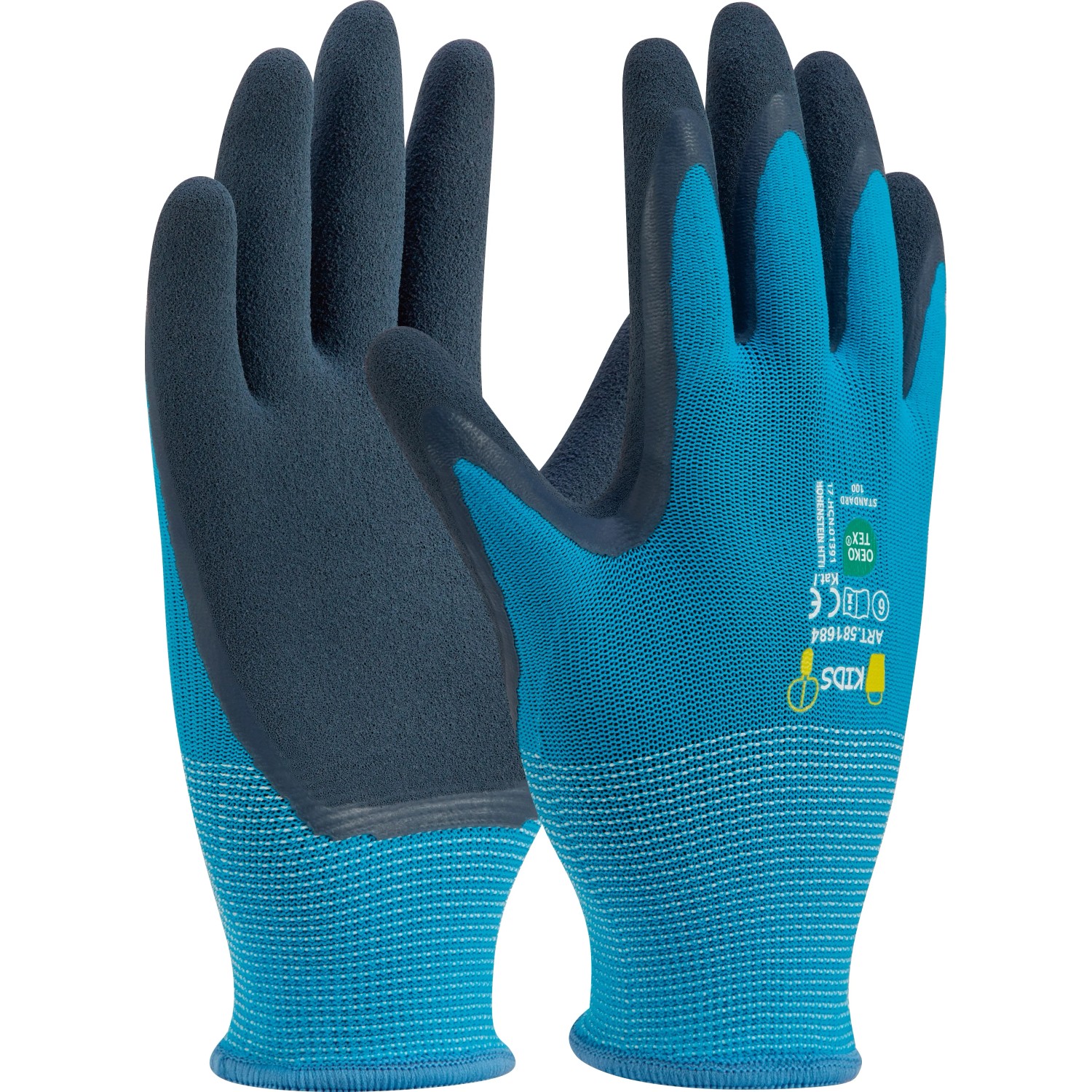 Blaue LUX Kinder Arbeitshandschuhe Ökotex für Gartenarbeit, Schutz für kleine Hände.