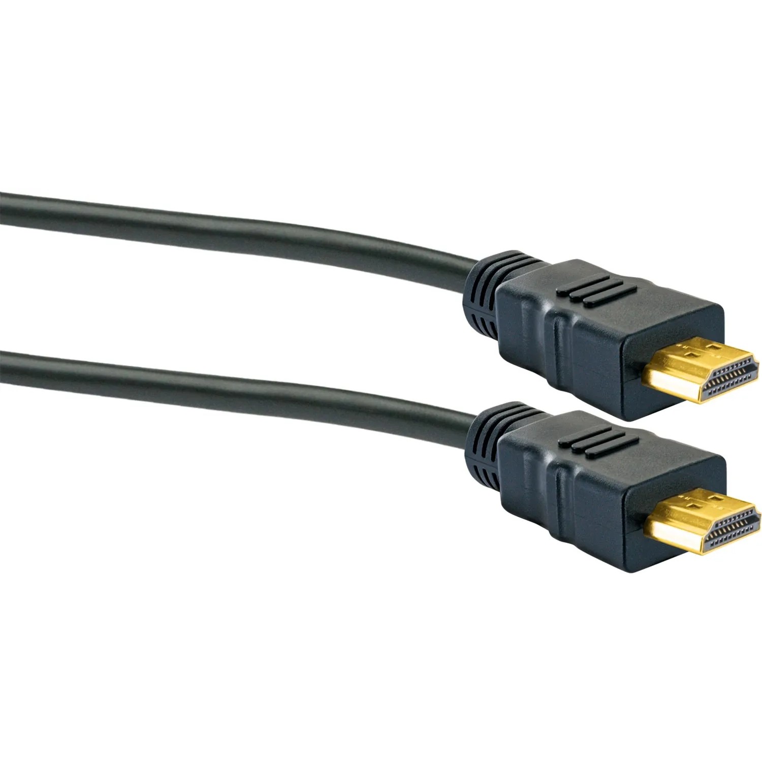 Schwaiger High-Speed-HDMI-Kabel mit Ethernet, schwarzes Kabel mit goldenen Steckern.