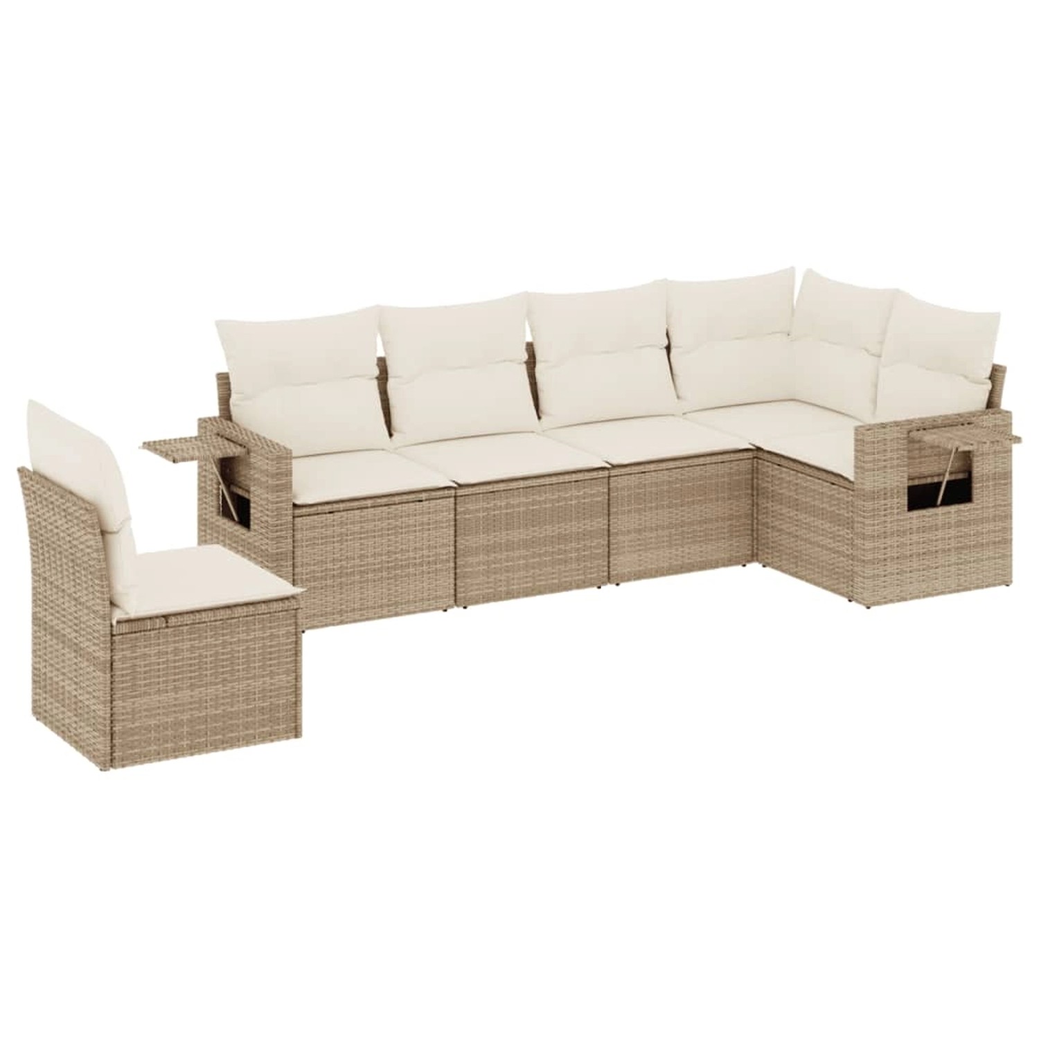 vidaXL 6-Tlg Garten-Sofagarnitur mit Kissen Beige Poly Rattan 3220227 günstig online kaufen
