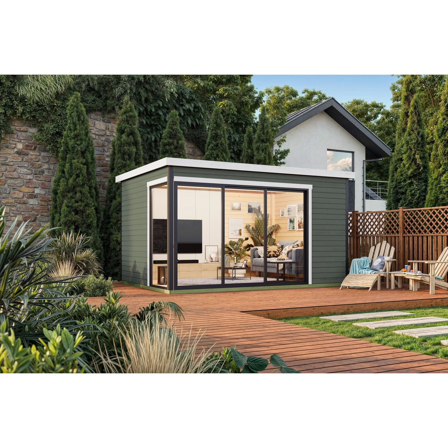 Lasita Gartenhaus Austin 6 Grau-Grün 420 cm x 300 cm