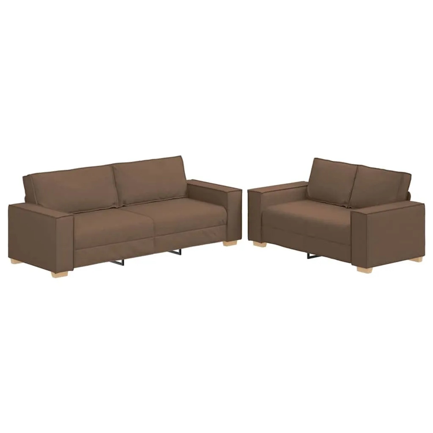 vidaXL 2 Tlg Sofagarnitur mit Kissen Braun Stoff 3324695