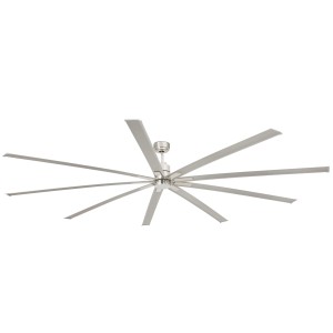 Energiespar Deckenventilator Manhattan, 244 cm, mit LED-Beleuchtung und Fernbedienung, Nickel matt.